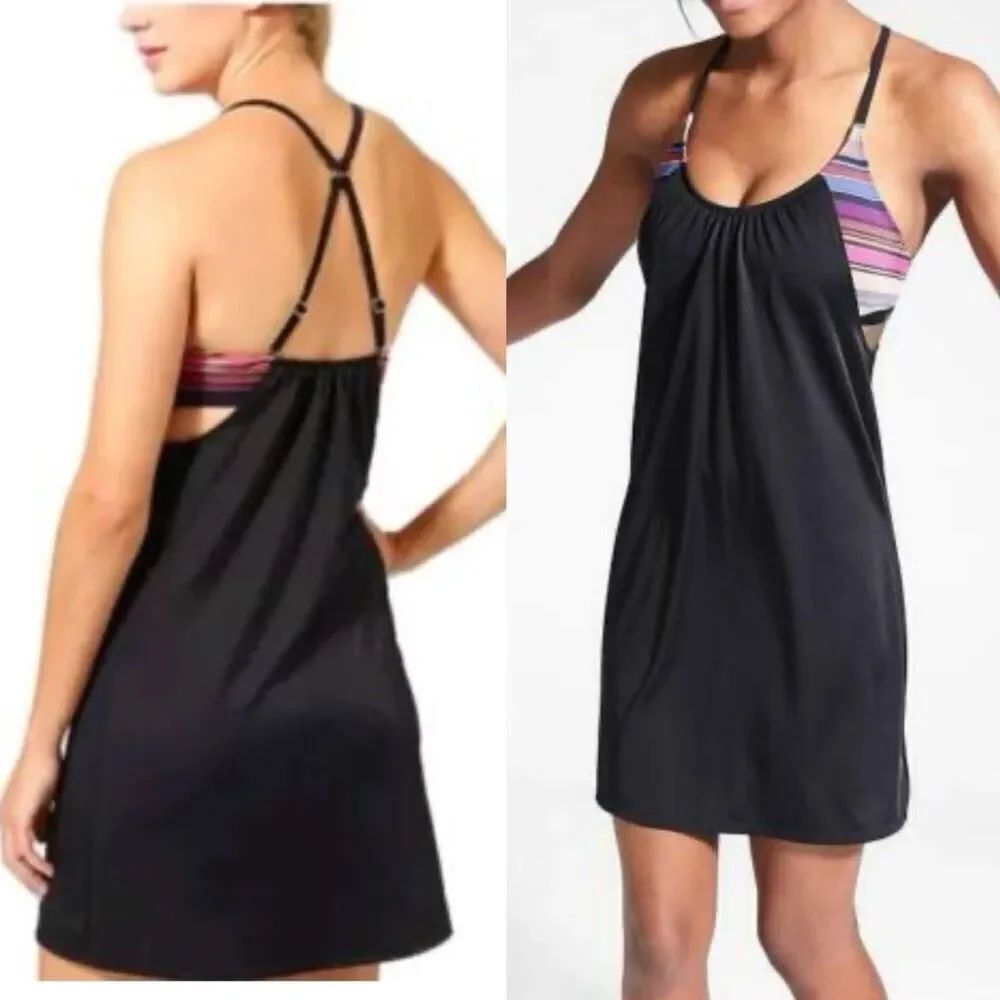 Athleta Capri Stripe Blousy Tankini Swim Dress fits like medium 36 B/C cup